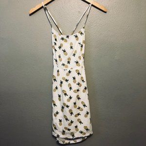White Cutout Tie Back Pineapple Cami Dress